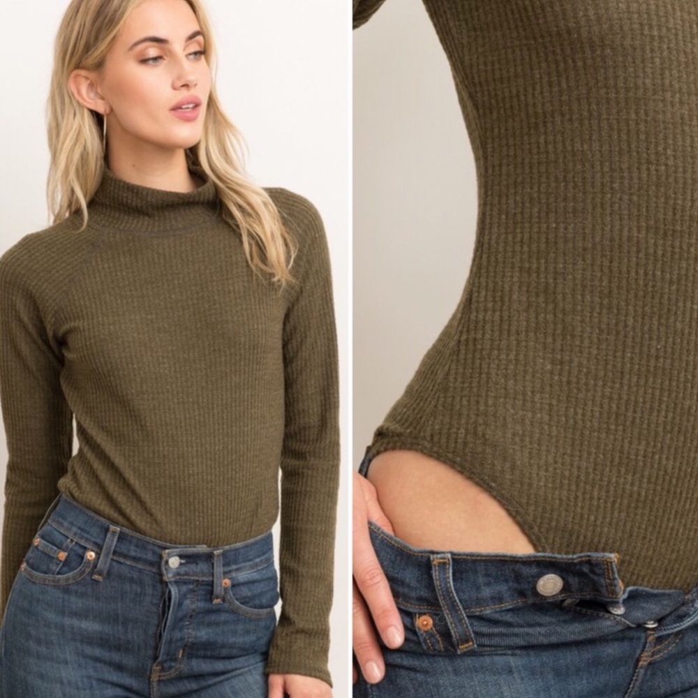 Ribbed Turtleneck Bodysuit